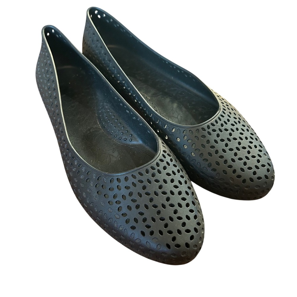 Okabashi Ballet Flats Women Black Perforated Slip On Shoes Size 11
